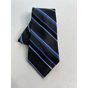 Arrow Black and Blue Striped Pattern 100% Silk Tie NWOT
